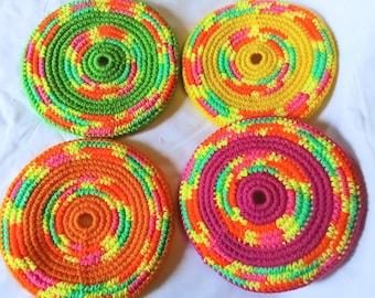 Crocheted Frizzbee  Flying Disc: Bright Colors, Indoor Outdoor