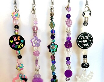 Purse Charms Hand Beaded Backpack Phone Keychain