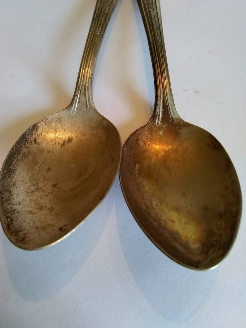 Early Vintage Crosby Silverplate Tablespoons Set of 2 Floral Art Deco Table Dining Elegant Serving