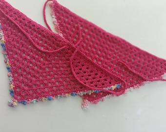 Pretty Rose Pink  Bandana Head Kerchief