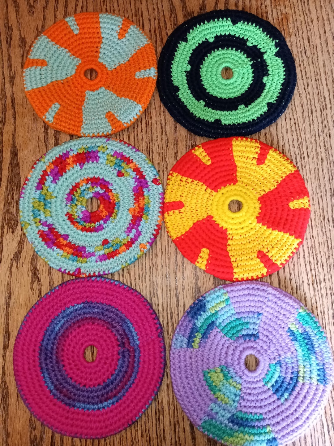 Crochet Frizzbee Flying Disc Indoor Outdoor Toy for Adults Kids & Dogs ...