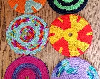 Crochet Frizzbee Flying Disc  Indoor Outdoor Toy for Adults  Kids & Dogs
