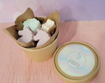 Unicorn Soy wax melts, plastic free wax melts, tart melts, unicorn melts, bulk wax melts, wholesale wax melts, purple vertigo, soy candle