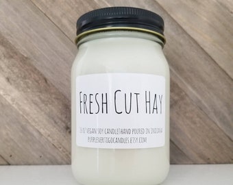 Fresh Cut Hay soy candle, Hay candle, hayride candle, horses, horse gifts, barn, farm, wholesale candles, Vegan Candle, Cruelty Free