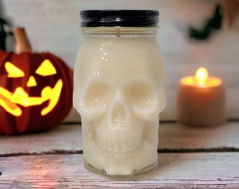 Skull candle, skeleton candle, halloween candle, skull jar, skeleton jar, Halloween gift, skull decor