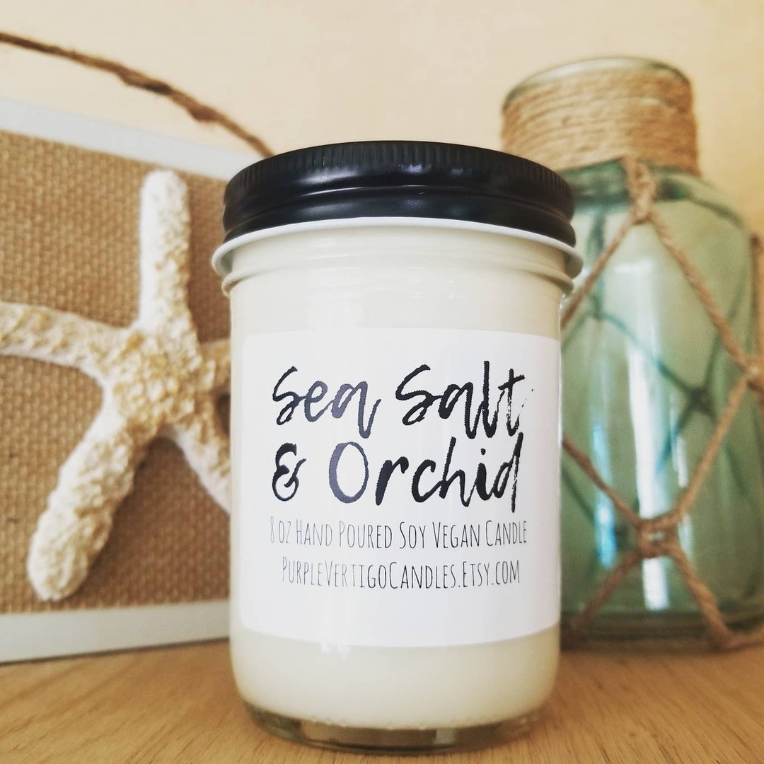 Sea Salt and Orchid Soy Candle Tropical Candle Ocean Candle Etsy