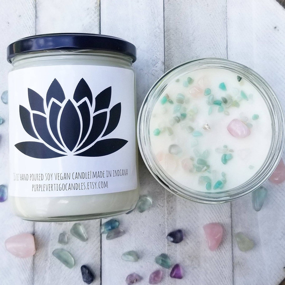 Gemstone Candle, Zen Candle, Gemstones, Meditation Candle, Soy Candle