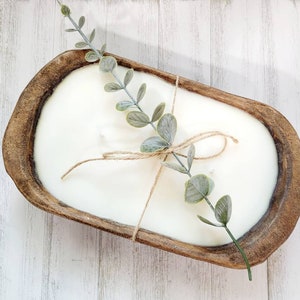 Dough bowl candle, 16 oz dough bowl, farmhouse decor,  rustic decor, farm decor, boho decor, Doughbowl, wood candle, wooden bowl candle