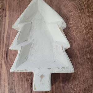 White Christmas tree wood bowl main image 1