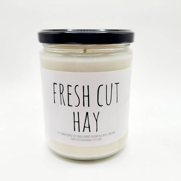 Fresh Cut Hay soy candle, Hay candle, hayride candle, Fall candle, horse gifts, barn, farm, wholesale candles, Vegan Candle, Cruelty Free