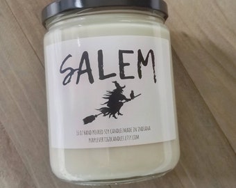 Salem Candle, witch, witch decor, salem witch, farmhouse fall, fall decor, pumpkin candle, fall candle, halloween candle, autumn, fall vibes