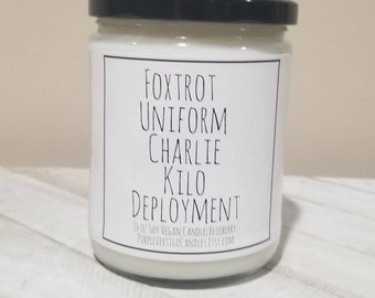 Deployment survival, deployment, candle, sailor, soldier, deployed, deployment gift, military wife, military, basic training, soy candle