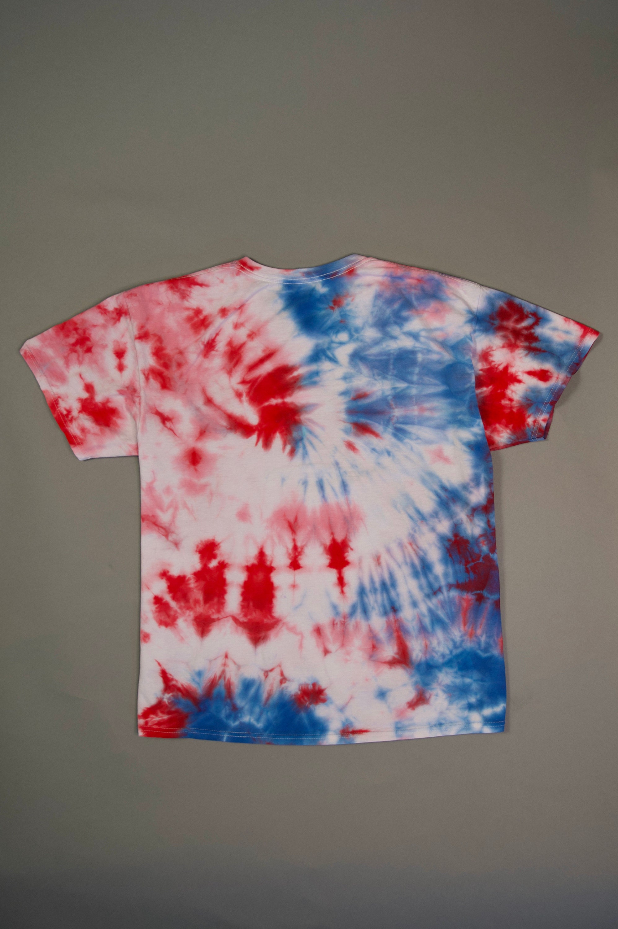 mens red white and blue tie dye shirt