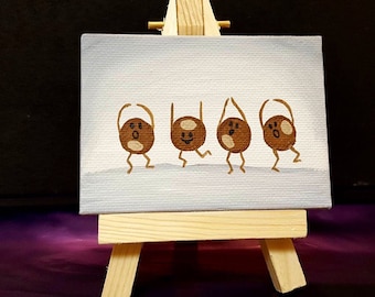 Hand-Painted Buckeye Miniature Canvas Art: Ohio Buckeyes Painting
