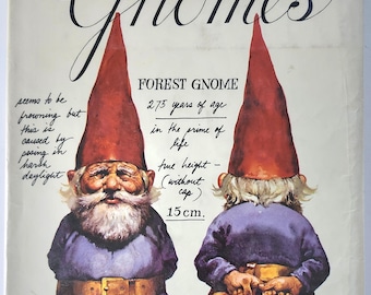 Gnomes, Wil Huygen/Rien Poortvliet 1st Edition, Vintage 1977, Beautiful Illustrations, Hardcover and Dust Jacket, Complete history of Gnomes