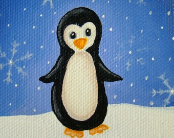 Original Miniature Penguin painting- Hand painted