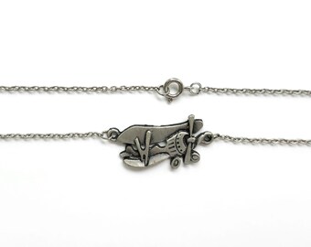 Airplane Necklace, Vintage AJR Co. Biplane, Aviation Costume Jewelry, Vintage Jewelry,