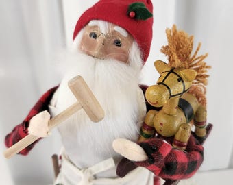 Byers Choice Workshop Santa Rocking Horse Caroler, 1994 Christmas Collectible, Vintage Christmas