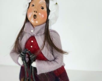 Byer's Choice , Girl with Skates, Collectable Christmas, Vintage Doll Figurine 1996