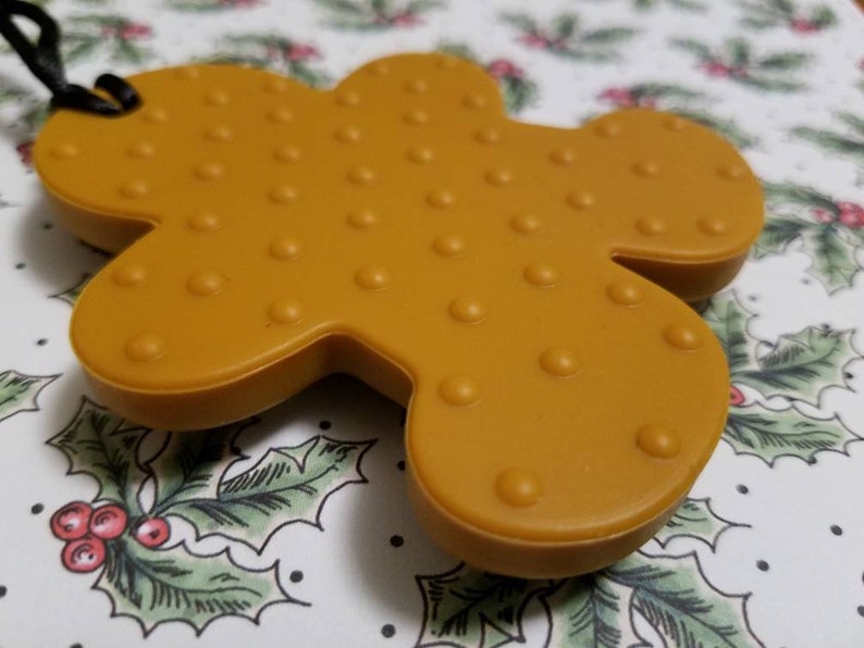 Holiday Gingerbread Man sensory chew silicone necklace