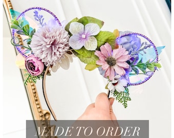 Purple Flower Fairy Ears Headband | Flower Pixie Ears | Wire Ears