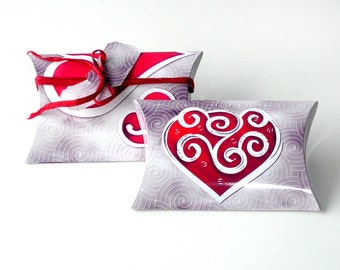 red pink valentine hearts pillow box diy printable shabby etsy pillow box template pdf