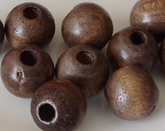 40 pezzi. Perline di legno vintage 18 x 16 mm verniciate - Grandi perline marrone scuro naturali per la realizzazione di gioielli in macramè