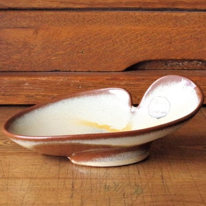 MCM Frankoma Trinket Dish / Ashtray, Desert Gold, Original Label, Mid Century Art Pottery,