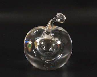 Vintage Kosta Lead Crystal Perfume Bottle with Stopper Signed Vicke Lindstrand Apple Cherry Scent Bottle Decanter Art Glass Original Sticker