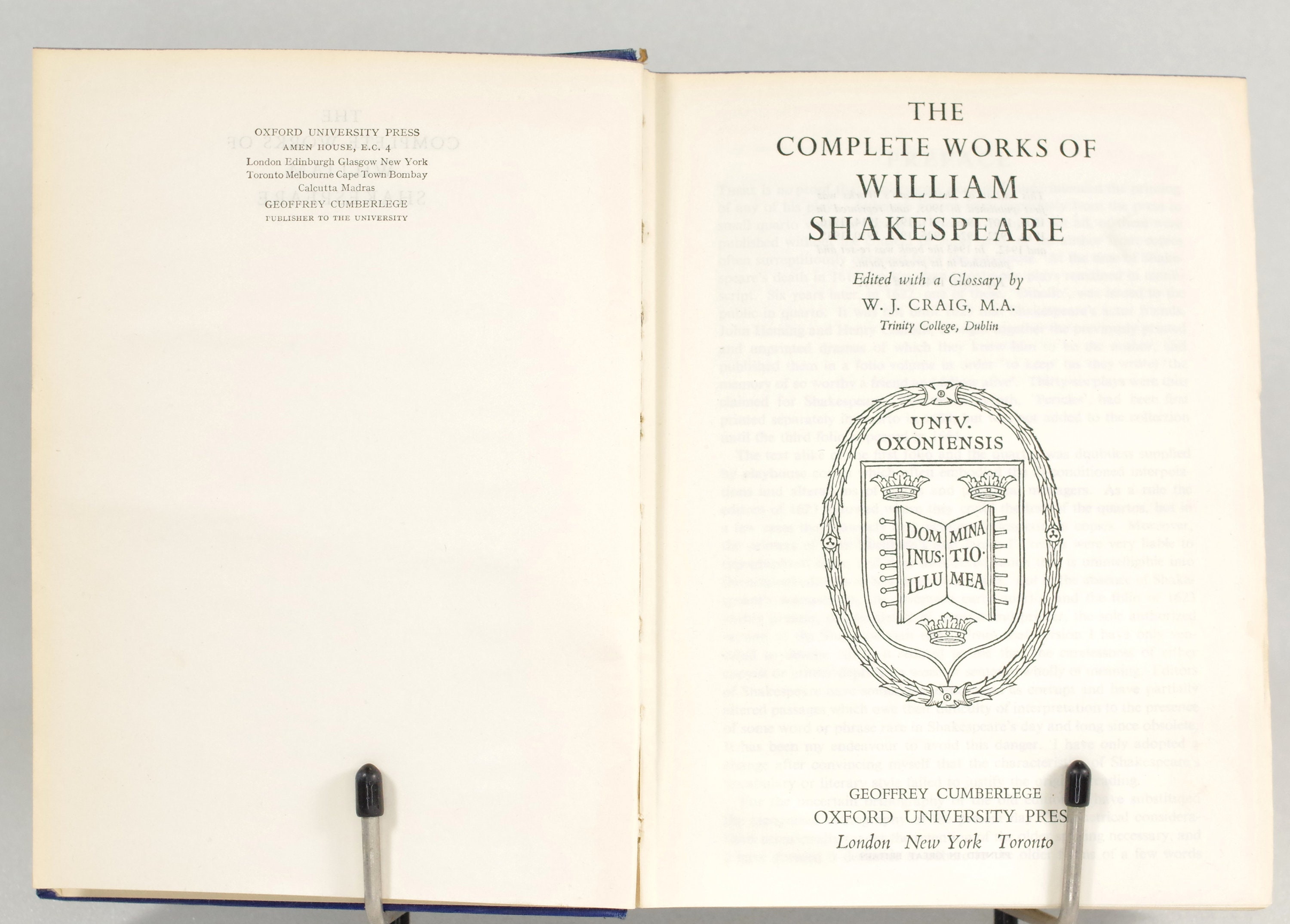 希少 英文シェイクスピア全集 W. J. Craig編集 全戯曲・ソネット他収録 The Complete Works of William Shakespeare - Edited by W J Craig