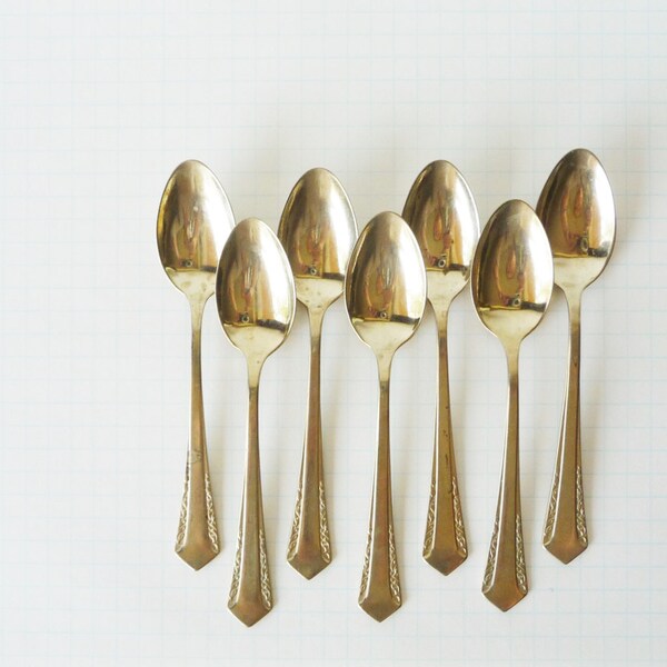 Set of Golden Spoons Art Deco style - Meuer Alpacca - Gold Colored Teaspoons