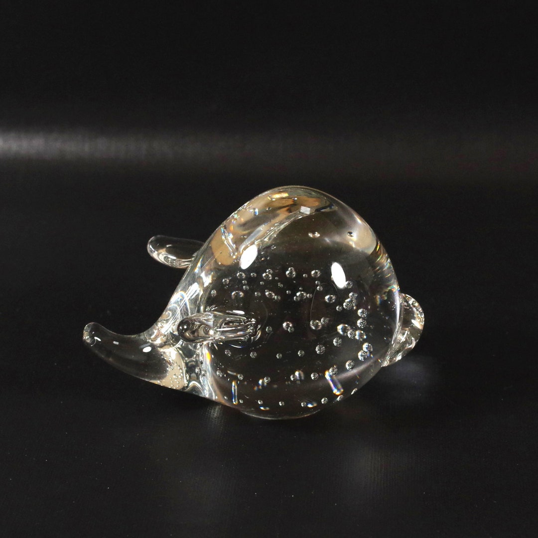 Handblown Art Glass Pig Paperweight Controlled Bubbles Piggy Etsy