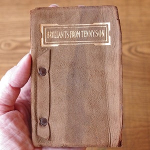 Klasyczna literatura „Brilliants From Tennyson” Mała książeczka w skórzanej oprawie Mała książeczka Barse & Hopkins Nowy Jork 1920 Ilustracje vintage