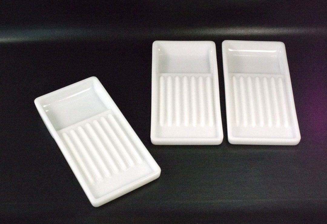 One Vintage Milk Glass Dental Tray Divided Instrument Tray, American