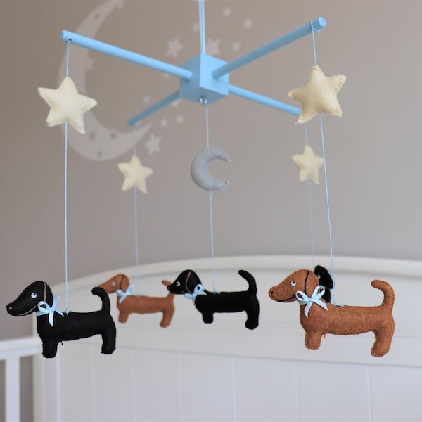 Dachshund Mobile - Baby Mobile - Baby Decor - Nursery Decor - Wiener Dog - Baby Crib Mobile - Shower Gift - Baby Gift