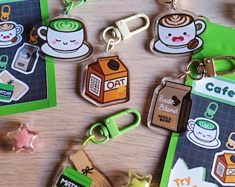 Cafe Themed Blind Bag Mini Keychain Coffee Matcha Cute Mystery Gachapon