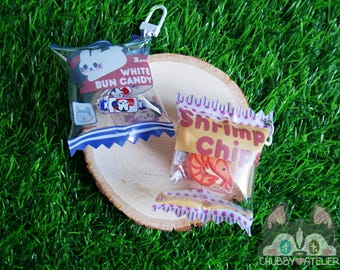 CLEARANCE Asian Candy Snacks Shaker Keychain Cute Shrimp Chips White Rabbit