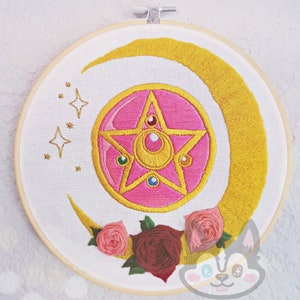 Moon Compact Hand Embroidery Inspired Fan Art