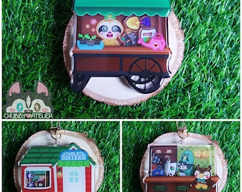 Cute Game Characters Shaker Keychain Animal Crossing NPC Inspired Art Coffee Shop Switch Able Leif Brewster Isabelle