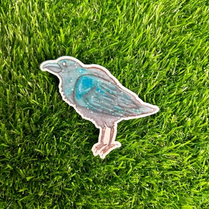 Standing Crow Vinyl Sticker | holographic | sparkly | water resistant | water bottle and laptop decal