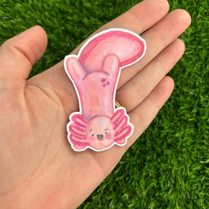 Cute Pink Axolotl Sticker | holographic | water resistant | water bottle decal | laptop sticker