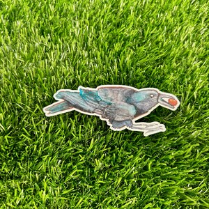 Watercolor Crow Vinyl Sticker | holographic | sparkly | water resistant | water bottle and laptop decal