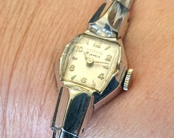 Working vintage Benrus white gold ladies watch 10k gold filled cuff band whimsigoth steampunk art deco wedding anniversary bridal minimalist