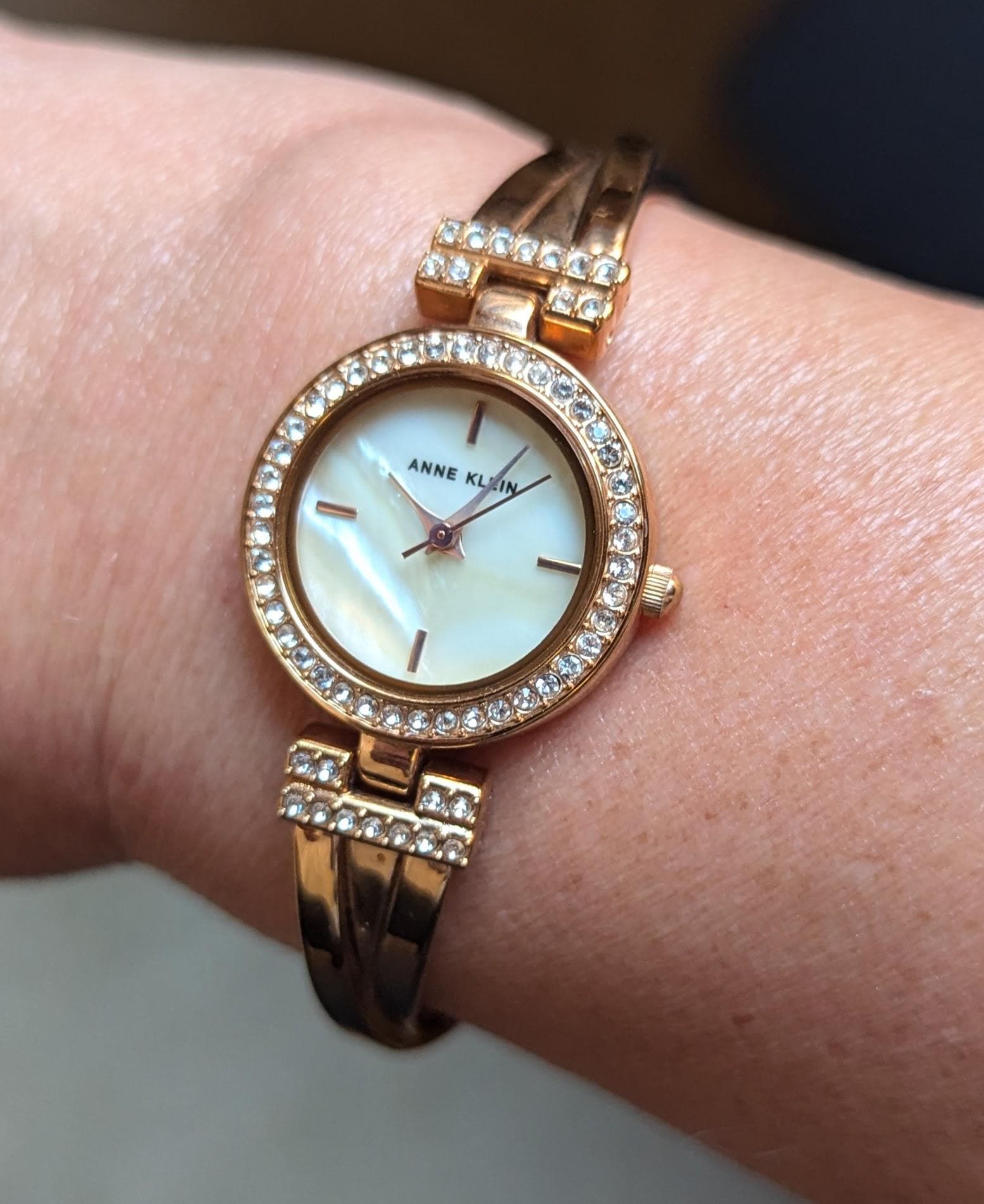 Vintage Anne Klein Rose Gold Rhinestone Watch Bracelet  display picture 1