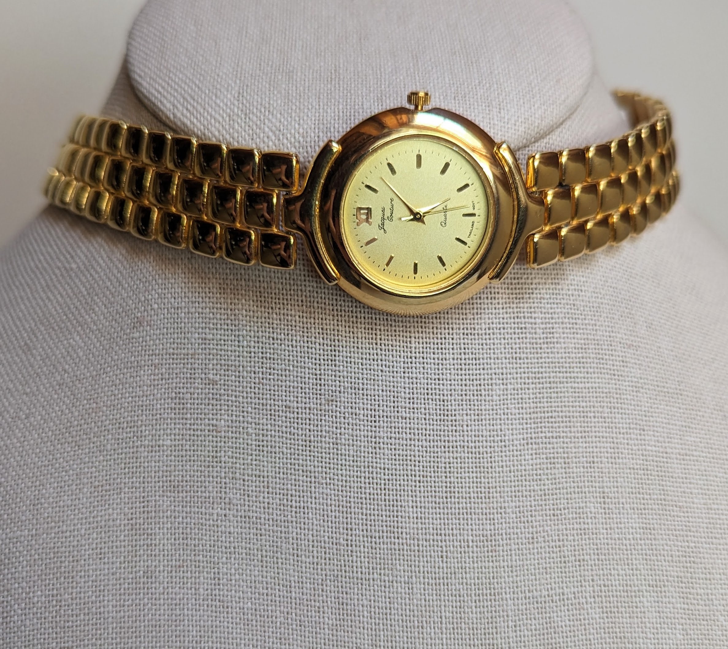 Vintage Jacques Couture Gold Tone Round Qtz Watch Choker Necklace Steampunk Whimsigoth Woven Type Band Wedding Anniversary Unique Unisex Etsy