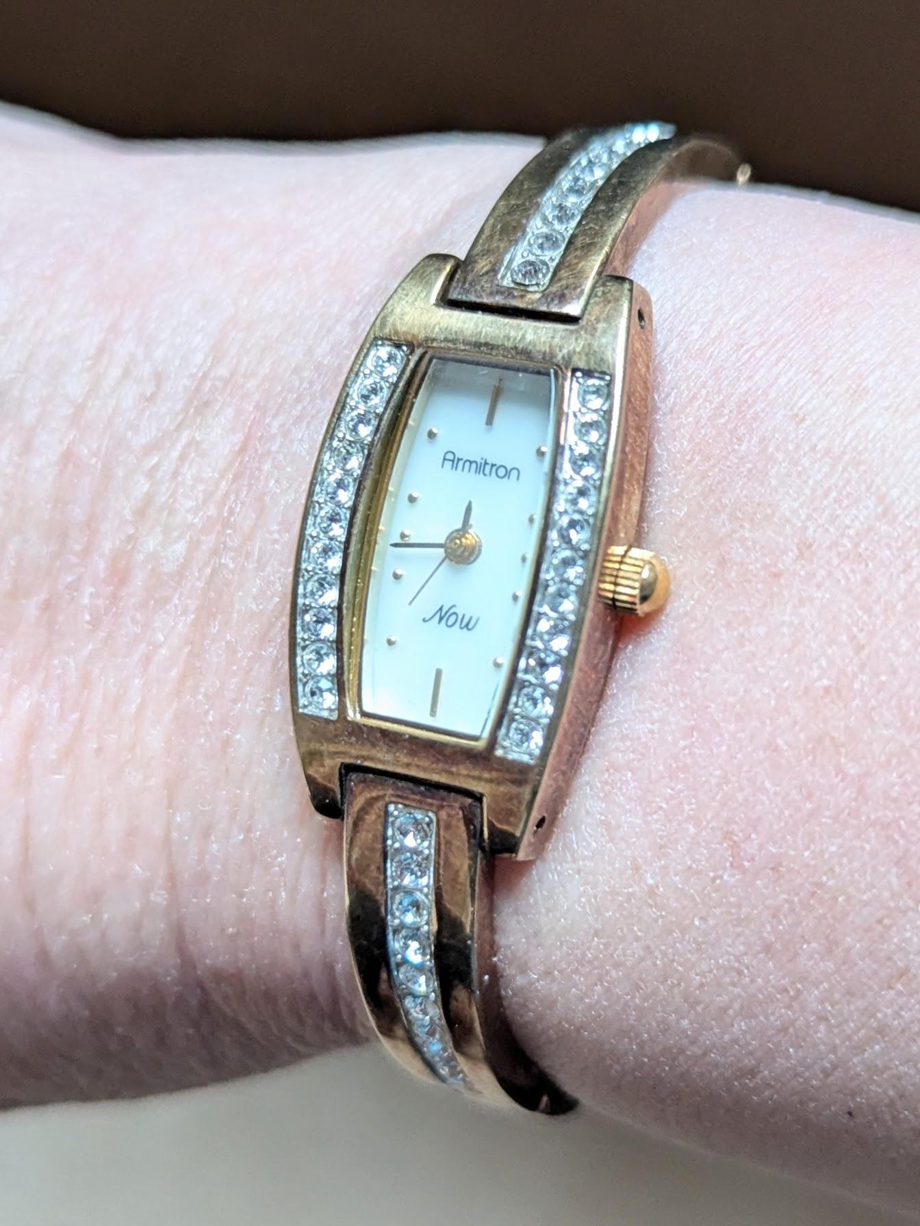 Vintage Armitron Gold Tone Rhinestone Watch Bracelet - Etsy display picture 1