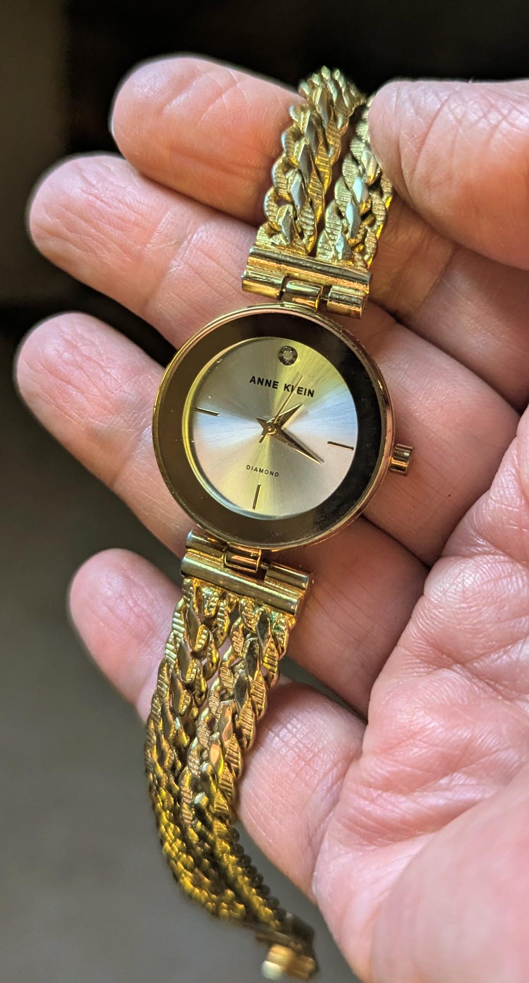 80-90\'s Anne Klein Gold Tone Bracelet Watch Vintage Ornate Quartz Needs Battery! Working Vintage Anne Klein Two Tone Gold & Silver Unisex  main image 2