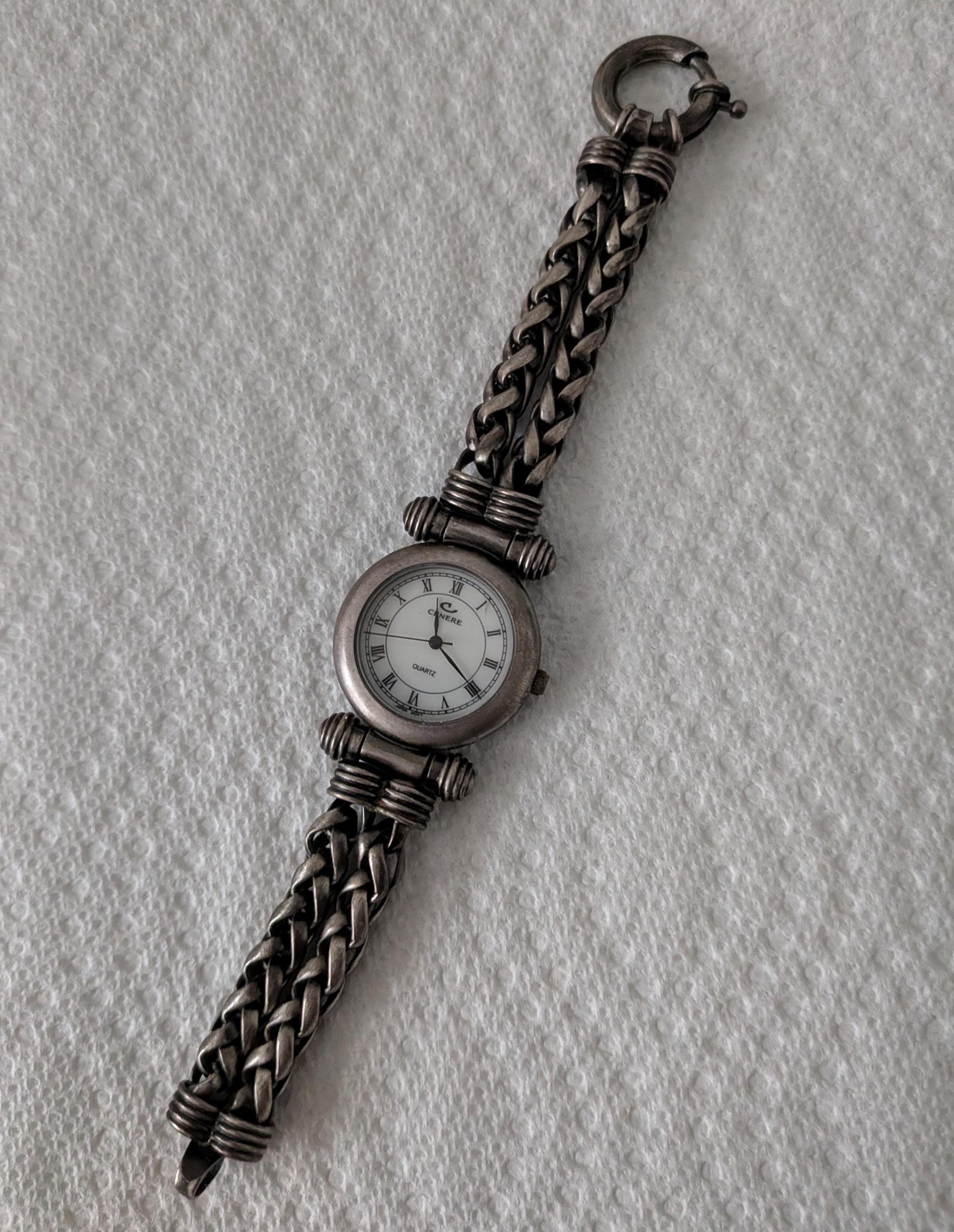 Working Vintage Cenere Antique Silver Tone Quartz Watch With  display picture 3