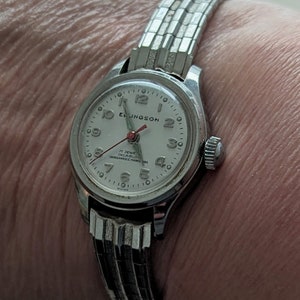 WERKEN Vintage Ellingson Silver Tone Unisex Horloge w Metal Gedeeltelijke Stretch Band Steampunk Whimsigoth Super Clean Rode Tweedehands Etsy Nederland
