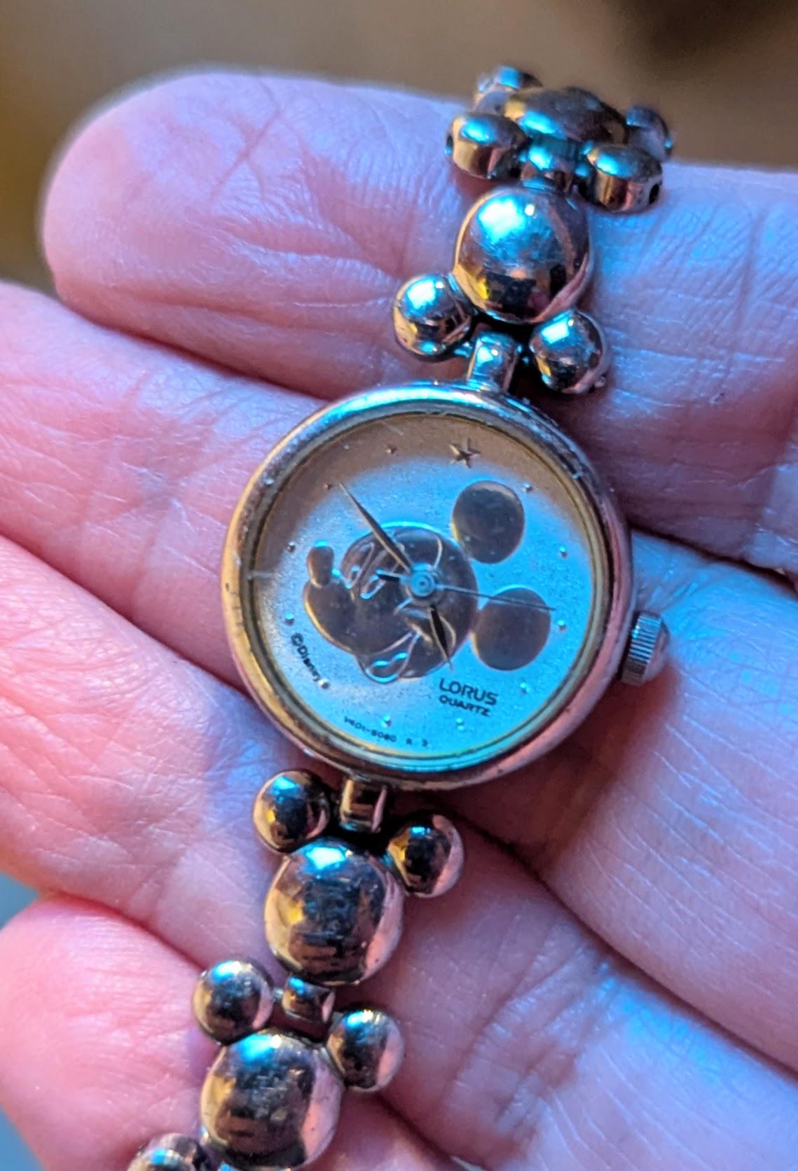 Vintage Working Lorus Silver Tone Disney Micky Mouse Watch W  display picture 1